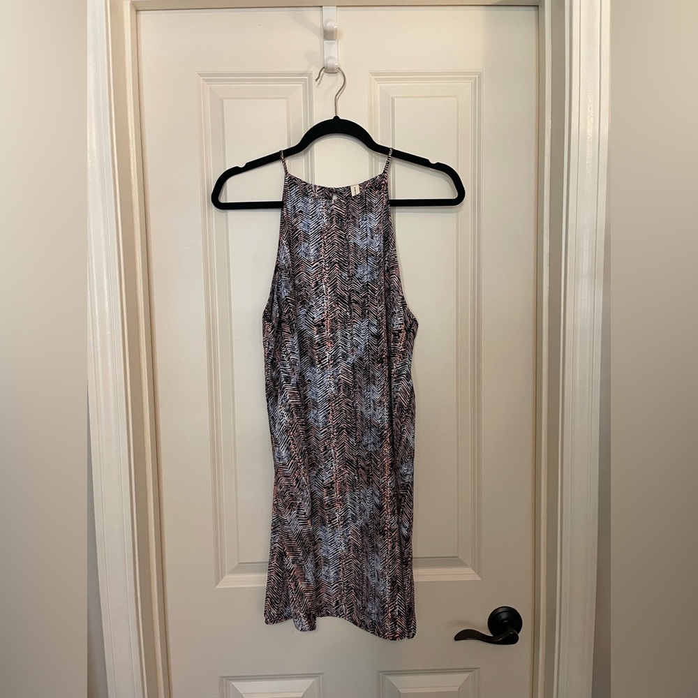 Orange and Blue print shift dress